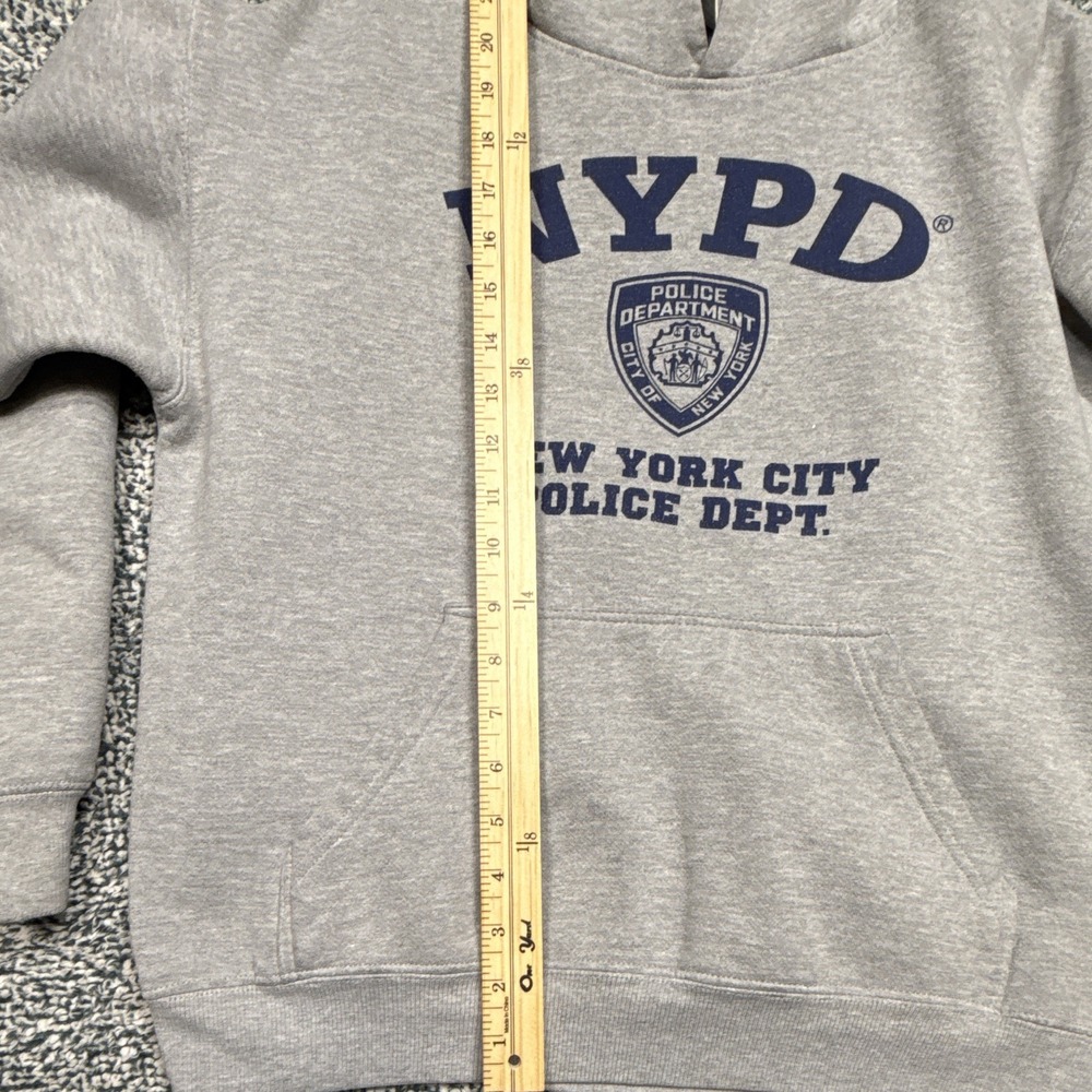 NYPD Men's Gray Pullover Hoodie Fleece Graphic Logo Pockets Drawstring M - Picture 8 of 13